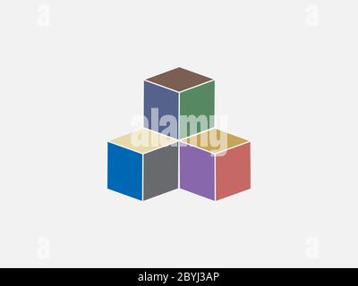 Box, cube icon. Vector illustration, flat design. Stock Vector