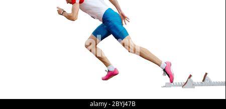 athlete sprinter runner start run isolated on white background Stock Photo