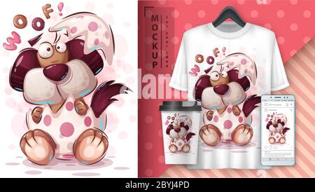 Woof dog poster and merchandising. Stock Vector