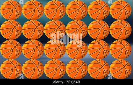 digital textile design of basket balls on abstract background Stock Vector