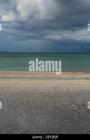 beach at low tide near Saint-Jacut-de-la-Mer in Brittany in France Stock Photo