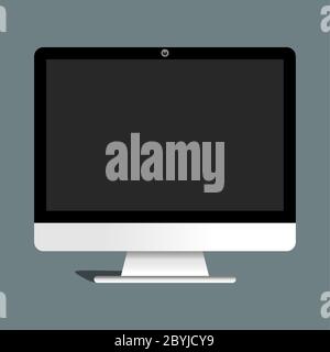 computer monitor or display flat icon isolated background. EPS 10 vector. Stock Vector