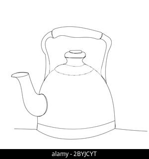 vector, on a white background, kettle continuous line drawing Stock Vector