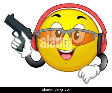 Emoticon Pointing Gun On His Head Stock Vector (Royalty Free