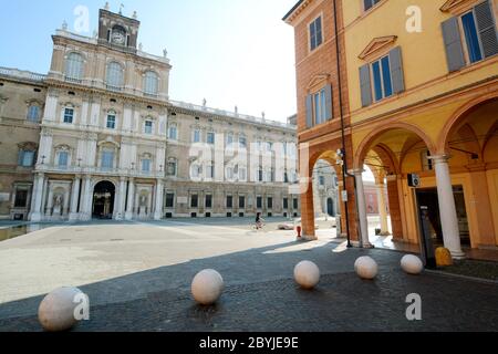 Italy /Modena – June 23, 2019: Piazza Roma and the Military Academy in Modena in Emilia-Romagna. It is known for its balsamic vinegar, opera and Ferra Stock Photo