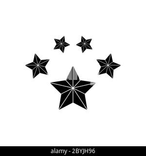 Product ratings five stars, premium icon flat logo in black on isolated white background. EPS 10 vector Stock Vector