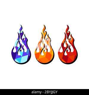 Fireball or comet abstraction flat icon in bright modern colors on an isolated white background. EPS 10 vector. Stock Vector