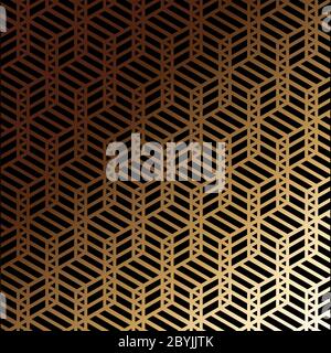 Art deco seamless pattern in gold color on an isolated black background. EPS 10 vector.