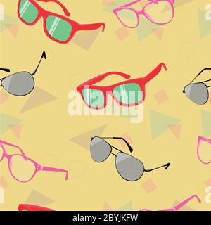 Vector Seamless Pattern Glasses Themed Stock Vector