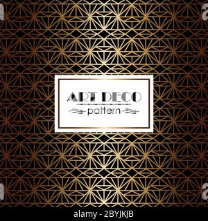 Art deco seamless pattern in gold color on an isolated black background or gold exclusive background. EPS 10 vector. Stock Vector