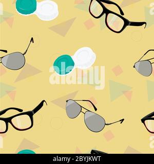 Vector Seamless Pattern Glasses Themed Stock Vector