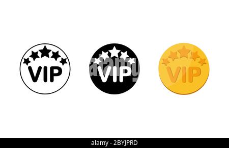 VIP icons in modern white, black and gold colour design concept on isolated white background. EPS 10 vector. Stock Vector
