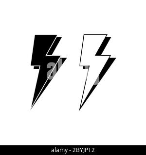 Charge, energy or lightning icon logo in black on isolated white background. EPS 10 vector. Stock Vector