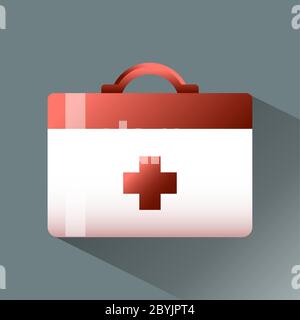 First aid kit icon flat style isolated on a colored background. EPS 10 vector. Stock Vector
