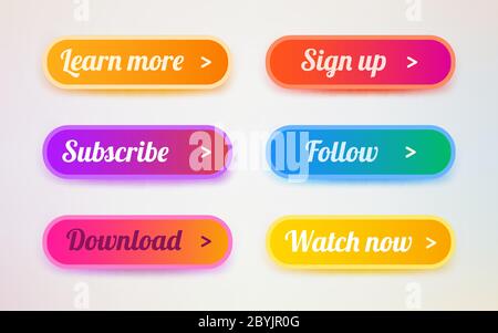 Set of modern ui buttons. User interface template. Vector illustration Stock Vector