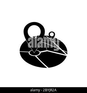 Map location, pointer, geo pin icon in black or geolocation, gps navigator, on isolated white background. EPS 10 vector. Stock Vector