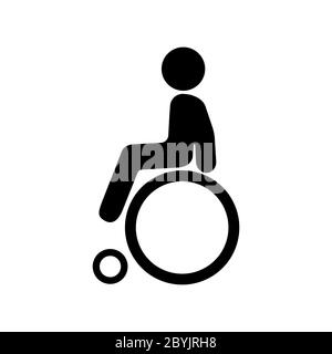 Handicapped man, invalid or stroll icon in black on an isolated white color background. EPS 10 vector. Stock Vector
