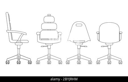 Buy Black and White Swivel Office Chair SVG Clipart, Desk Seat Eps