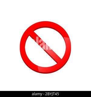 No sign, empty ban sign, forbidden sign or red no symbol icon flat on isolated white background. EPS 10 vector Stock Vector