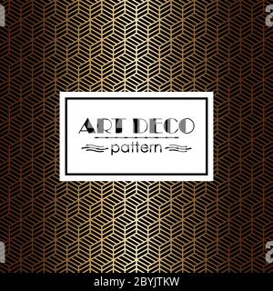 Art deco seamless pattern in gold color on an isolated black background or gold exclusive background. EPS 10 vector. Stock Vector