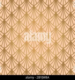 Art deco seamless pattern in gold color on an isolated or gold exclusive background. EPS 10 vector. Stock Vector