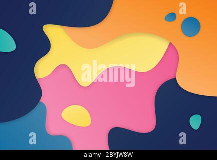 Abstract fluid shape of vivid color design for kid presentation. Use for advertise, poster, template design, copy space of text. illustration vector e Stock Vector