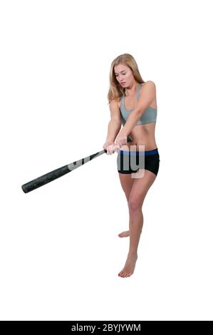 Woman Baseball Player Stock Photo