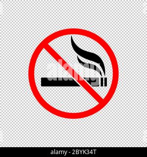 Stop smoking, no smoking icon in black and red. Forbidden symbol simple on isolated background. EPS 10 vector. Stock Vector