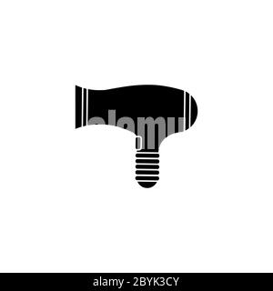 Blow dryer or hair dryer icon vector design black. Hairdresser symbol isolated on white background. Vector EPS 10. Stock Vector