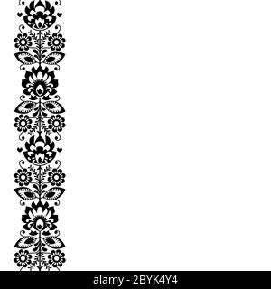 Folk art vector design form Poland, Polish pattern perfect for greeting card or wedding invitation - Wycinanki Lowickie Stock Vector