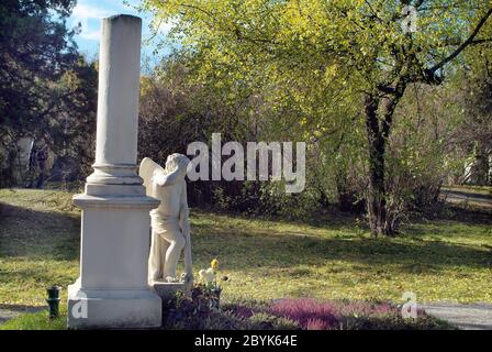 Austria, grave of composer Wolfgang Amadeus Mozart on Biedermeier Cemetery of St. Marx in Vienna Stock Photo