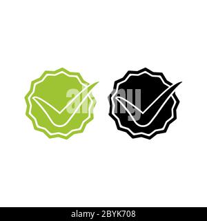 Green tick, check marks or tick, checkmarks flat icon set in modern black design concept on isolated white background. EPS 10 vector. Stock Vector