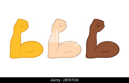 Flexible bicep muscle or strong workout icon set flat in modern colour design concept on isolated white background. EPS 10 vector. Stock Vector