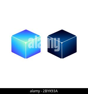 Cube for web and Apps or box, package icon in modern colour design concept on isolated white background. EPS 10 vector. Stock Vector