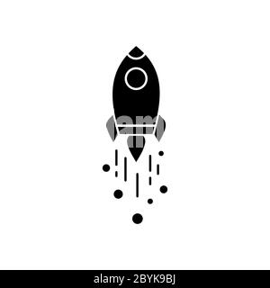 Rocket or spaceship icon vector logo design black symbol isolated on white background. Vector EPS 10 Stock Vector