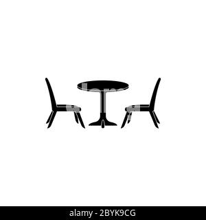 Table chair icon logo design black symbol isolated on white background. Vector EPS 10. Stock Vector