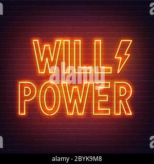 Will Power neon sign on dark background. Stock Vector