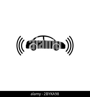 Smart car icon in black simple design on an isolated background. EPS 10 vector. Stock Vector