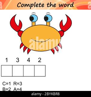 worksheet for preschool kids. Words puzzle educational game for children. Place the letters in right order. Stock Vector