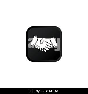 Handshake, hands, partnership icon modern button design black symbol isolated on white background. Vector EPS 10. Stock Vector