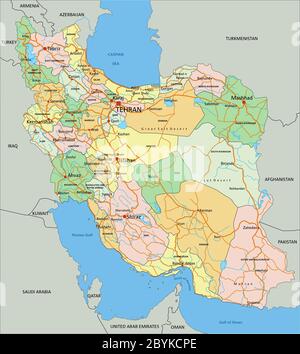 Iran Highly Detailed Editable Political Map With Labeling Stock