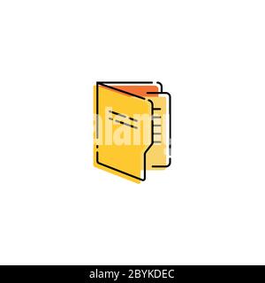 Folder document icon flat in simple design on an isolated white background. EPS 10 vector Stock Vector