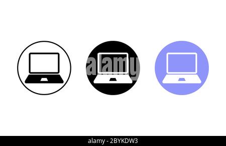 Laptop, desktop, computer icons set in black simple design on an isolated background. EPS 10 vector Stock Vector