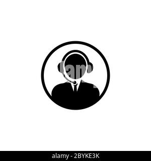 Tech support, call center or man with headphones icon on an isolated white background. EPS 10 vector. Stock Vector