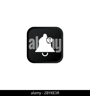 Notification or bell ring icon modern button for web or appstore design black symbol isolated on white background. Vector EPS 10. Stock Vector