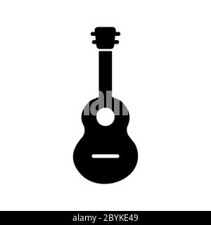 Acoustic guitar icon design black symbol isolated on white background. Vector EPS 10. Stock Vector