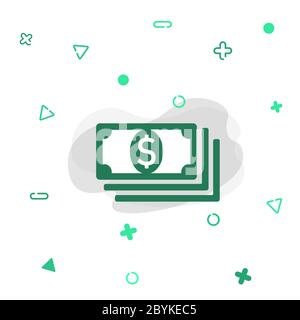 Money, banknote or dollar bill icon logo flat on isolated white background. EPS 10 vector. Stock Vector
