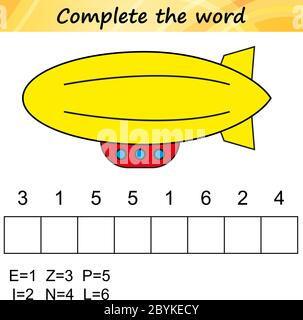 worksheet for preschool kids. Words puzzle educational game for children. Place the letters in right order. Stock Vector