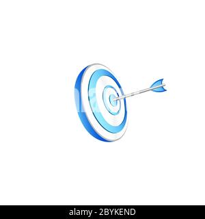 Mission, target icon or business goal logo in blue design concept on an isolated white background. EPS 10 vector. Stock Vector