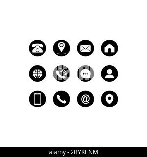 Set of communication icons set modern button . Phone, mobile phone, mail on isolated background for applications, web, app. EPS 10 vector. Stock Vector